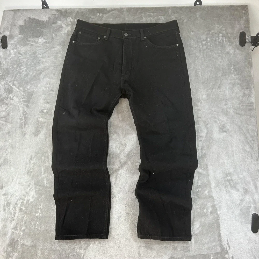 Levi's 505 Jeans Mens 38x30 Black Dark Wash Regular Straight Denim Pants